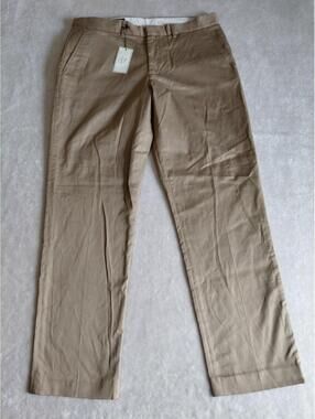 NWT J.Crew Bedford Pants Mens 35x32 Brown Slim Khaki Chino Flex Flat Front